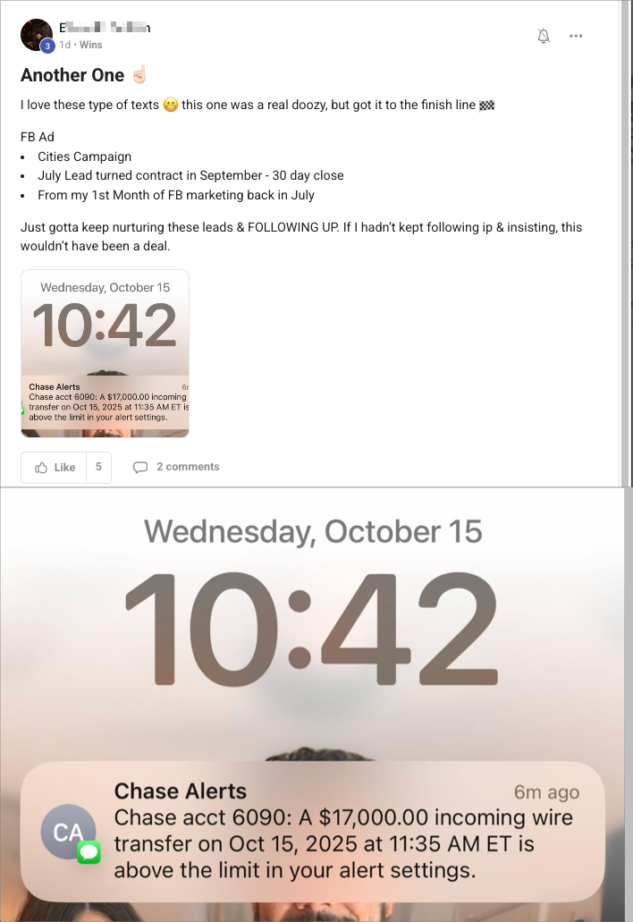 $17K Wire Transfer Testimonial
