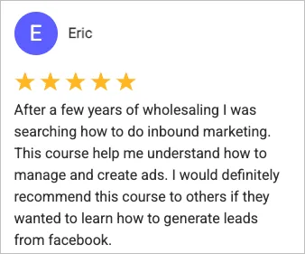 Eric testimonial.