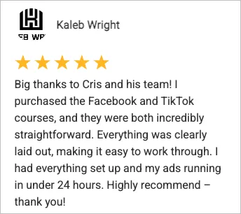 Kaleb Wright testimonial.