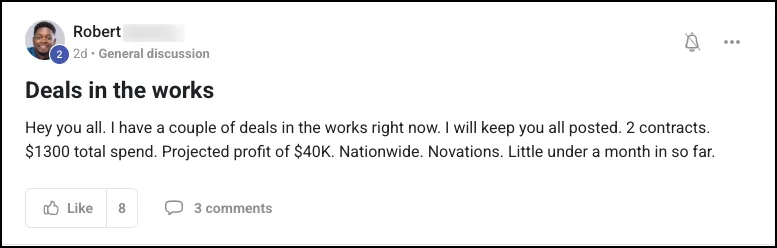 Robert. Two contracts. $40,000 projected profit.